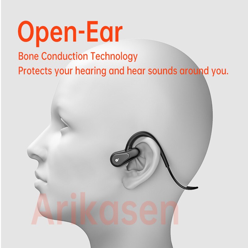 Music Player Wireless Headphones MP3 Bluetooth-Compatible Bone Conduction Open Ear Sweatproof Wireless Earphone with Microphone