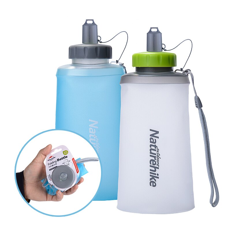 Naturehike-vejiga de agua a prueba de fugas, libre de BPA, botella de silicona de grado alimenticio, botella deportiva plegable de viaje para botellas de agua potable