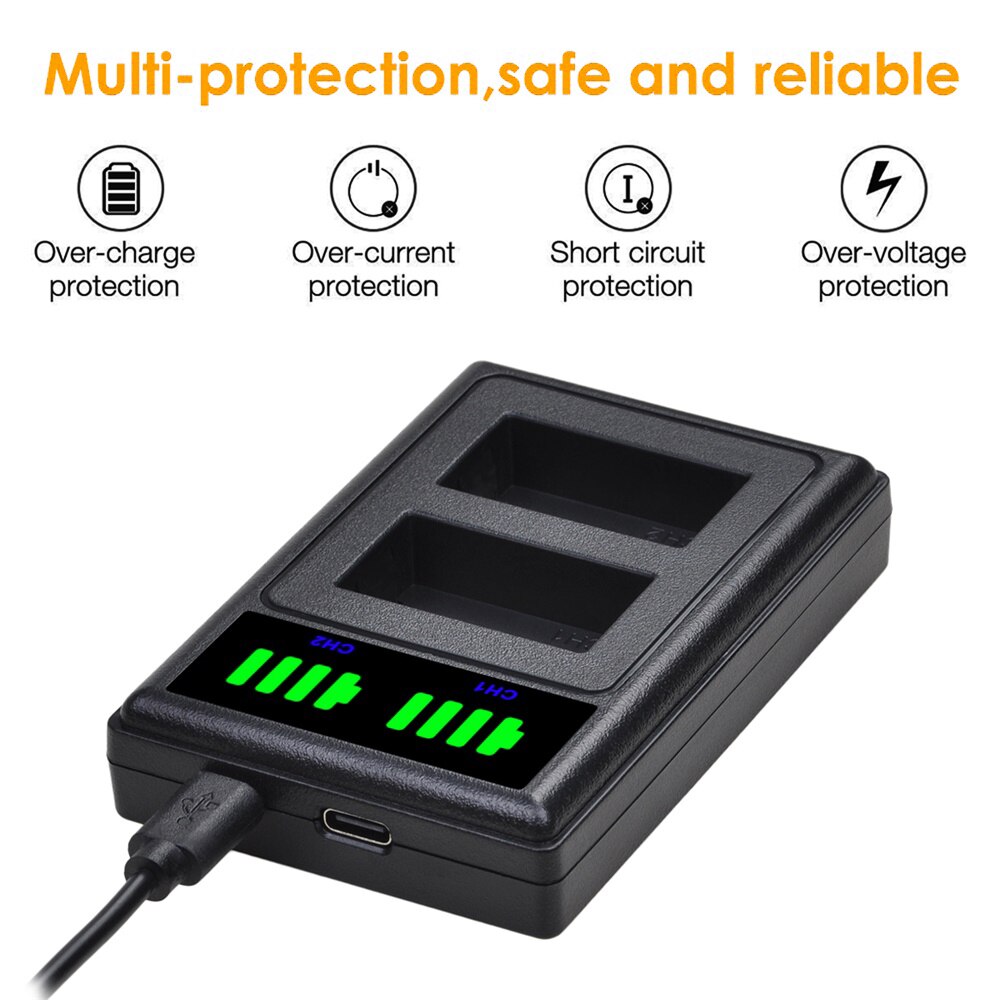 NB-7L Batterij 1800Mah NB7L Nb 7L Li-Ion Batterij + Led Dual Usb Oplader Voor Canon Powershot G10 G11 G12 SX30 SX30IS Digitale Camera