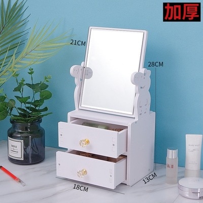 Mini skrivbords sminklåda med spegel kosmetisk förvaringslåda dressing spegel skönhetsspegel prinsessa flip bärbar liten spegel