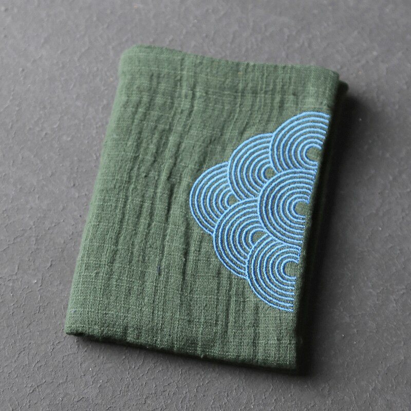 Pure Cotton Absorbent Tea Towel Thick Embroidered Sea Water Pattern Square Clean Cloth Japanese Tea Set: Red