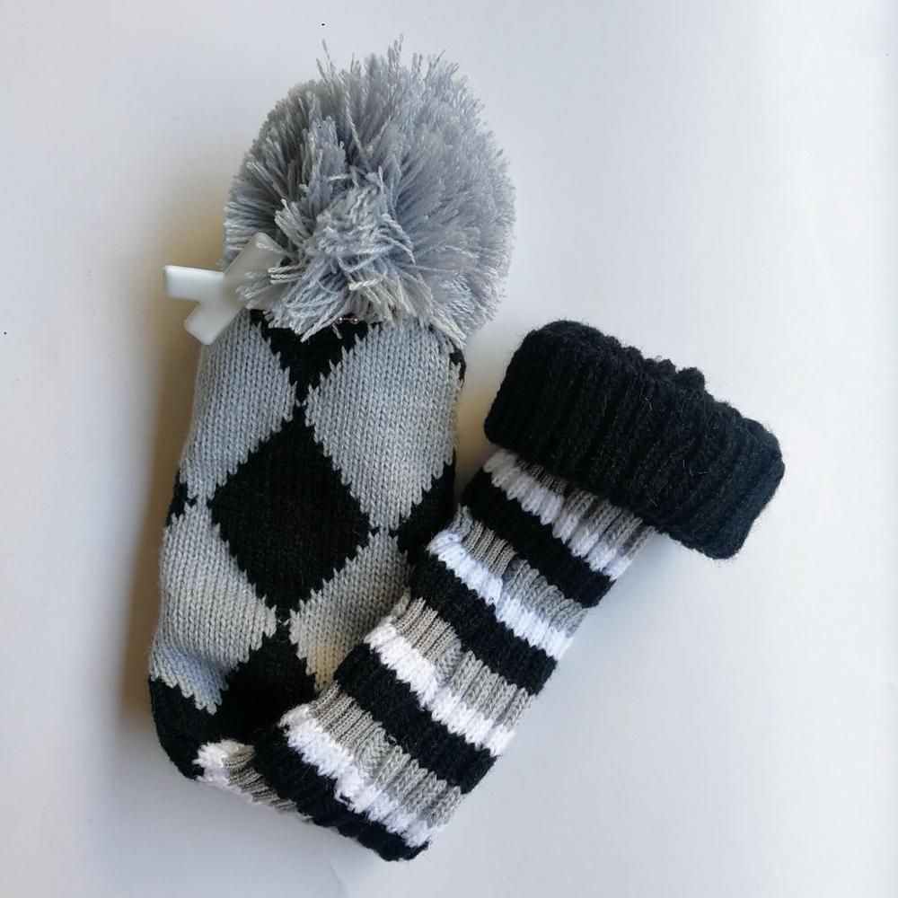 Funda clásica con pompón para la cabeza, para palos de Golf de punto de lana, cubierta para la cabeza híbrida con etiqueta X, 1 ud.: Grey