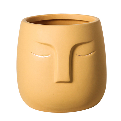 Pot de fleur avec visage en céramique, Pot de fleurs avec personnage abstrait moderne, Vase de plantes en Pot de jardin, décoration de jardinage, ameublement: F-10.5x10.5x12.5cm