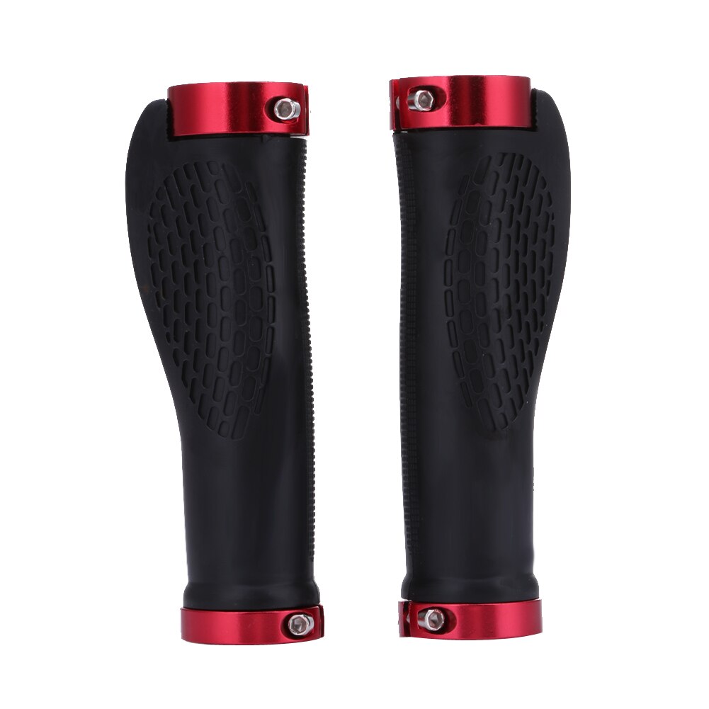 La bicicleta del manillar Anti-Skid caucho ergonómico MTB Carretera de montaña puños de goma con topes de aluminio para bicicleta de ciclismo accesorios de partes de: Red