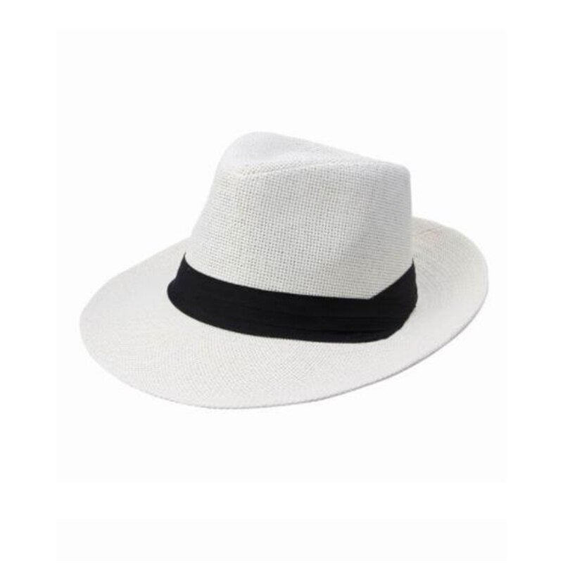 Gorra de paja de ala ancha Unisex, nueva , sombrero Casual de playa de ala grande, sombrero de playa de verano hecho a mano para hombres y mujeres: milk white