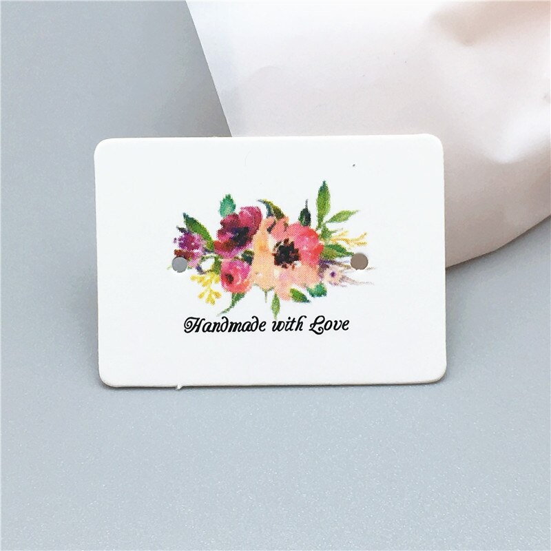 100 sztuk 2.5x3.5cm kolczyk karty opakowania stojak do kolczyków posiadacz karty karton papier typu Kraft tagi dla DIY biżuteria wyświetlacz: White flower
