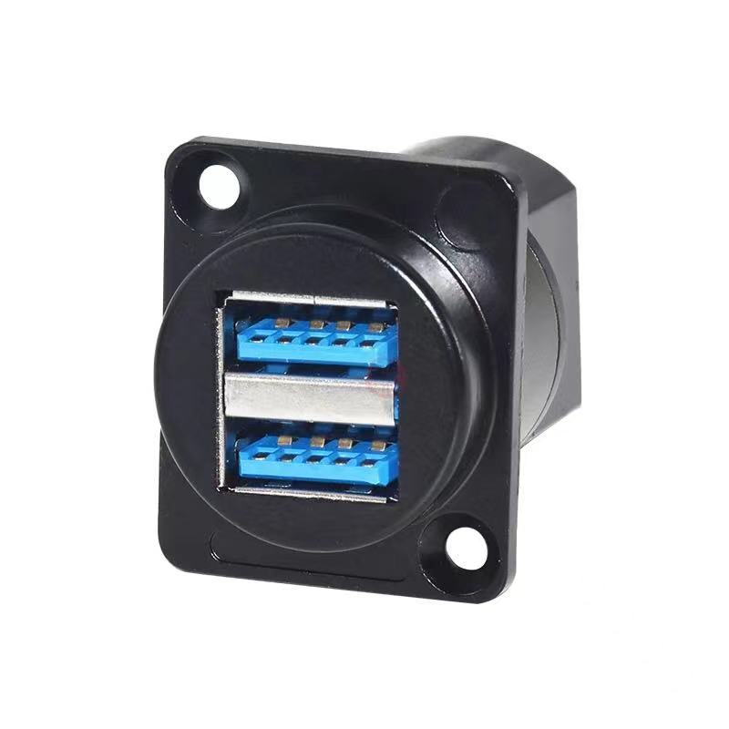 High qualityType D USB2.0 docking module Printer port A to port B USB3.0 Fixed female socket signal extension panel Dual Channel: black USB-3.0-ST