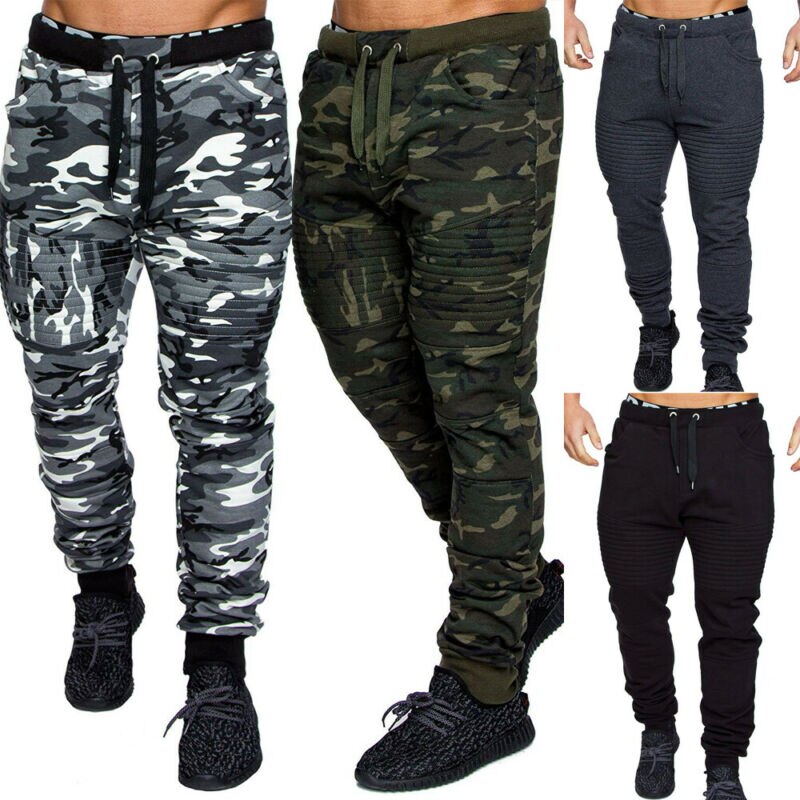 Mode Heren Camouflage Casual Sport Broek Leggings Fitness Gym Jogger Broek