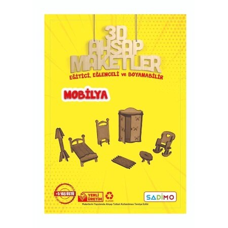 Puzzel/Kan Worden Geverfd Houten Miniatuur Huishoudelijke Artikelen (5Adet) 28X23Cm 440592131