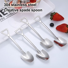 4Pcs Schop Vorm Lepel 304 Rvs Retro Koffie Lepel Ijs Lepel Creatieve Thee Lepel Mode Servies