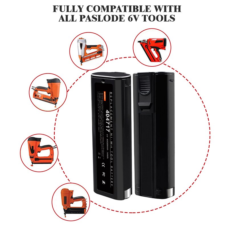 6V Replacement Paslode 4000mAh NI-MH Battery for 404717 B20544E BCPAS-404717 404400 900400 900420 900600 901000 902000 B20720