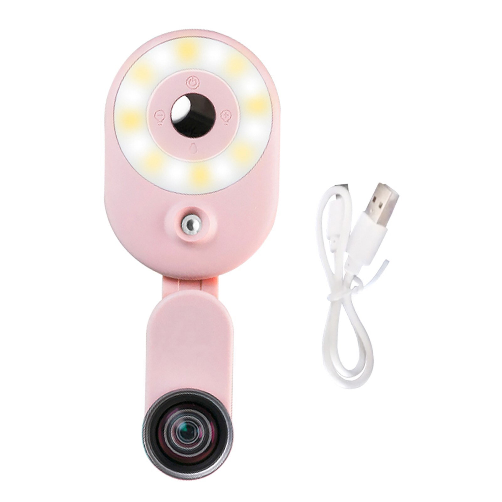 Portable LED Ring Light Phone Flash Selfie Light+ Wide-Angle Lens Mobile phone Selfie video light Night Enhancing Up Selfie Lamp: Pink