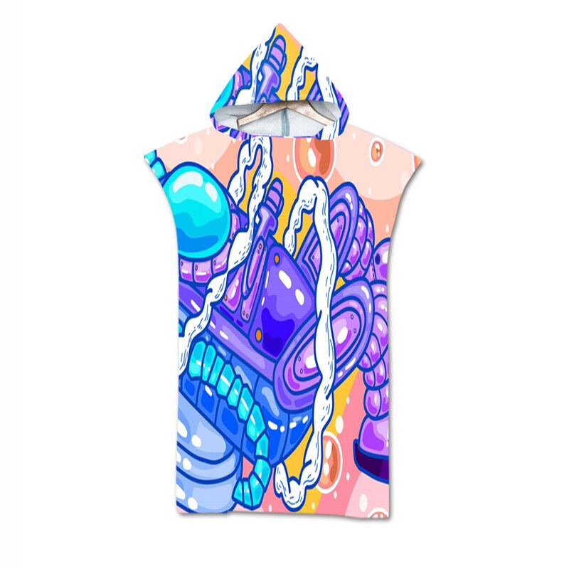 Bata de baño con capucha de microfibra para adultos, Toalla de baño con estampado geométrico de Graffiti de animales, ropa de playa para nadar y surfear