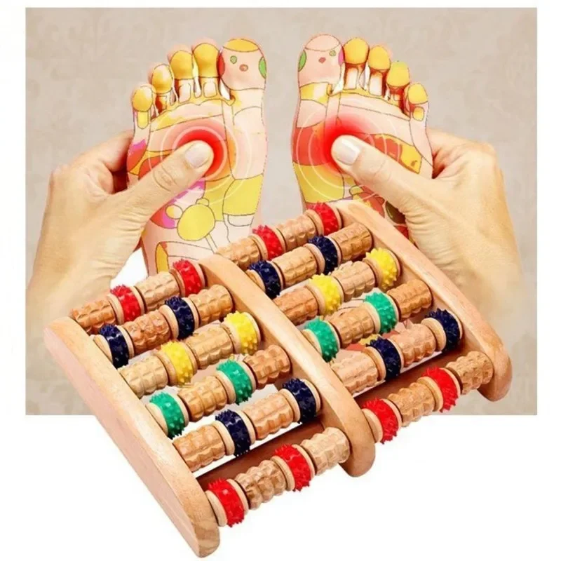 Wooden Foot Massager Roller Acupressure Relax Massage Pain Stress Relief Shiatsu Roller Feet Care Massager foot spa