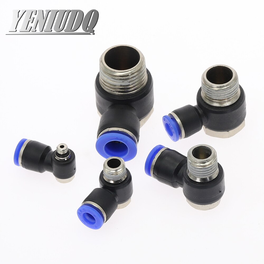 PH" hexagonal Air Pneumatic Pipe Connector 4mm-12mm OD Hose Tube 1/8" 1/4" 3/8" 1/2" BSP Male Thread L Shape Gas Quick Fittings