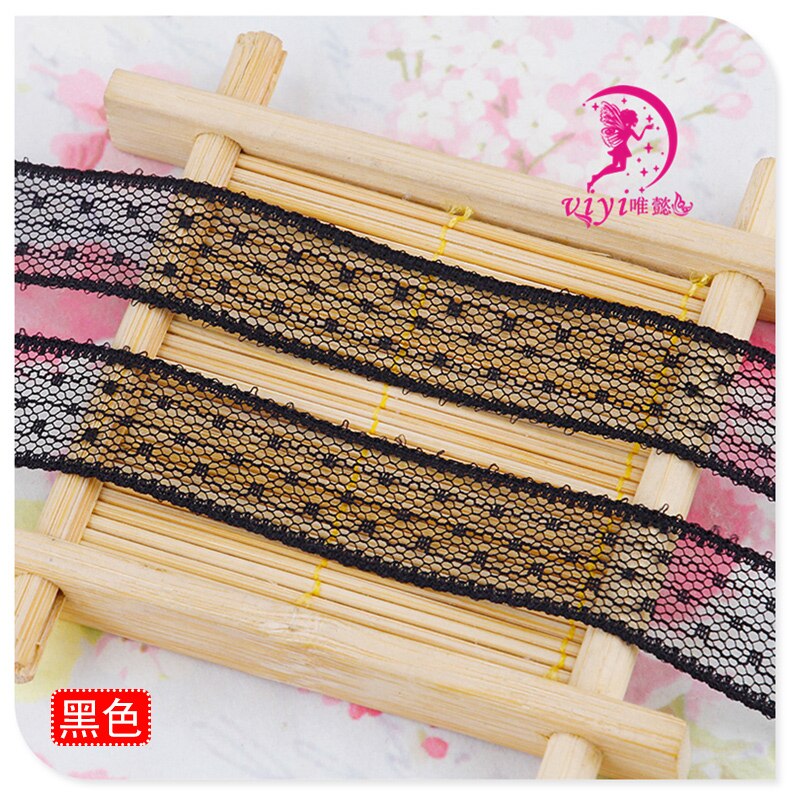 Neue (1 Meter/los) 10mm Spitze Band Spitze Stoff Garnituren für NäHenne Bestickte Trimmen Band Hochzeit/Geburtstag/Weihnachten/Bogen Dekor: Schwarz