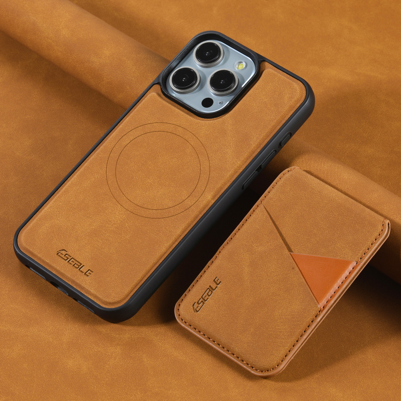 Magsafe Magnetic Wireless Charging Wallet Card Slot Bracket Leather Phone Case For iPhone 16 Pro Max 14 13 15 Pro Max Back Cover: Brown / For iPhone 15 Pro Max