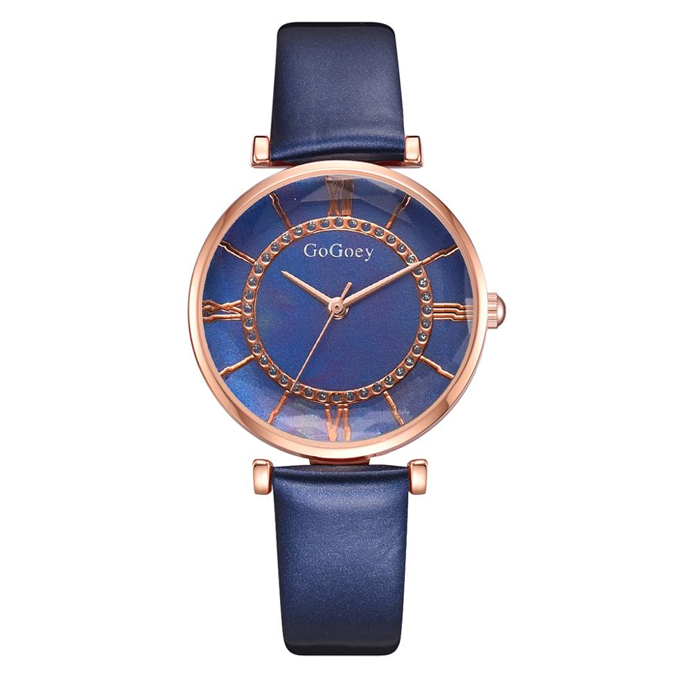 Luxe dameshorloge met leren band, unieke, eenvoudige horloges, casual sporthorloges, quartzhorloges, dameshorloges: Blauw