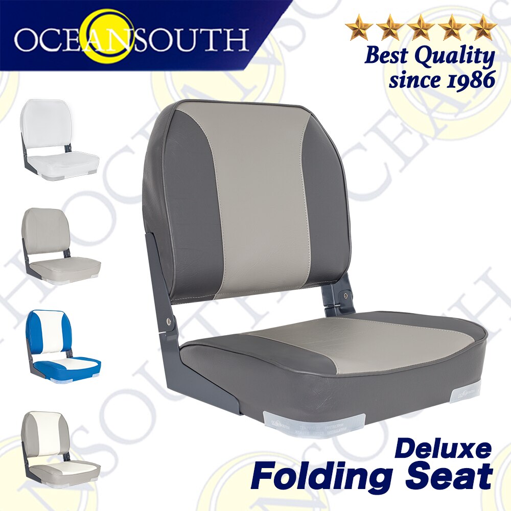 Oceansouth Deluxe Folding Boat Seat Marine-Grade Aluminium Heavy-Duty Coated Moulded Plastic Frame Fishing Boat Accessories