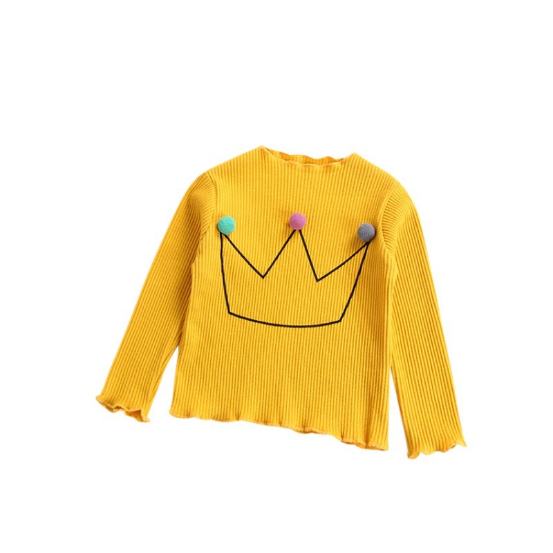 Bambino Della Ragazza Addensare T-Shirt A Maniche Lunghe per Neonati Magliette E Camicette T Shirt Camicetta di Cotone di Colore Della Caramella Bambini Casual Magliette Per Le Ragazze Dei Bambini magliette e camicette: Y / 6T