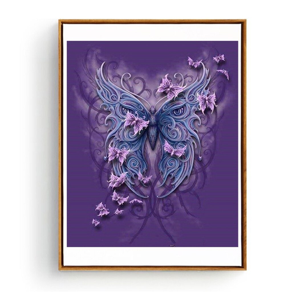 Full Drill DIY Crystal Diamond Painting Landscape Pictures Cross Stitch Kits: Purple Butterfly