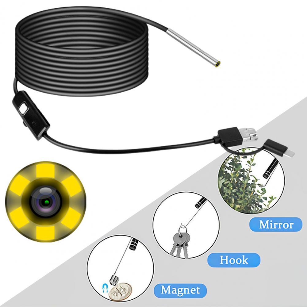 AN100 Inspection Camera Endoscope HD Detect Instruments 3-in-1 Interface High Definition 3.9mm Endoscope for Mobile Phone