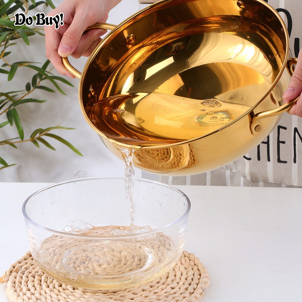 Forniture da cucina coreane pentole in oro reale Tempura friggitrice pentola con intaglio padella per alimenti pentole utensili da cucina in oro