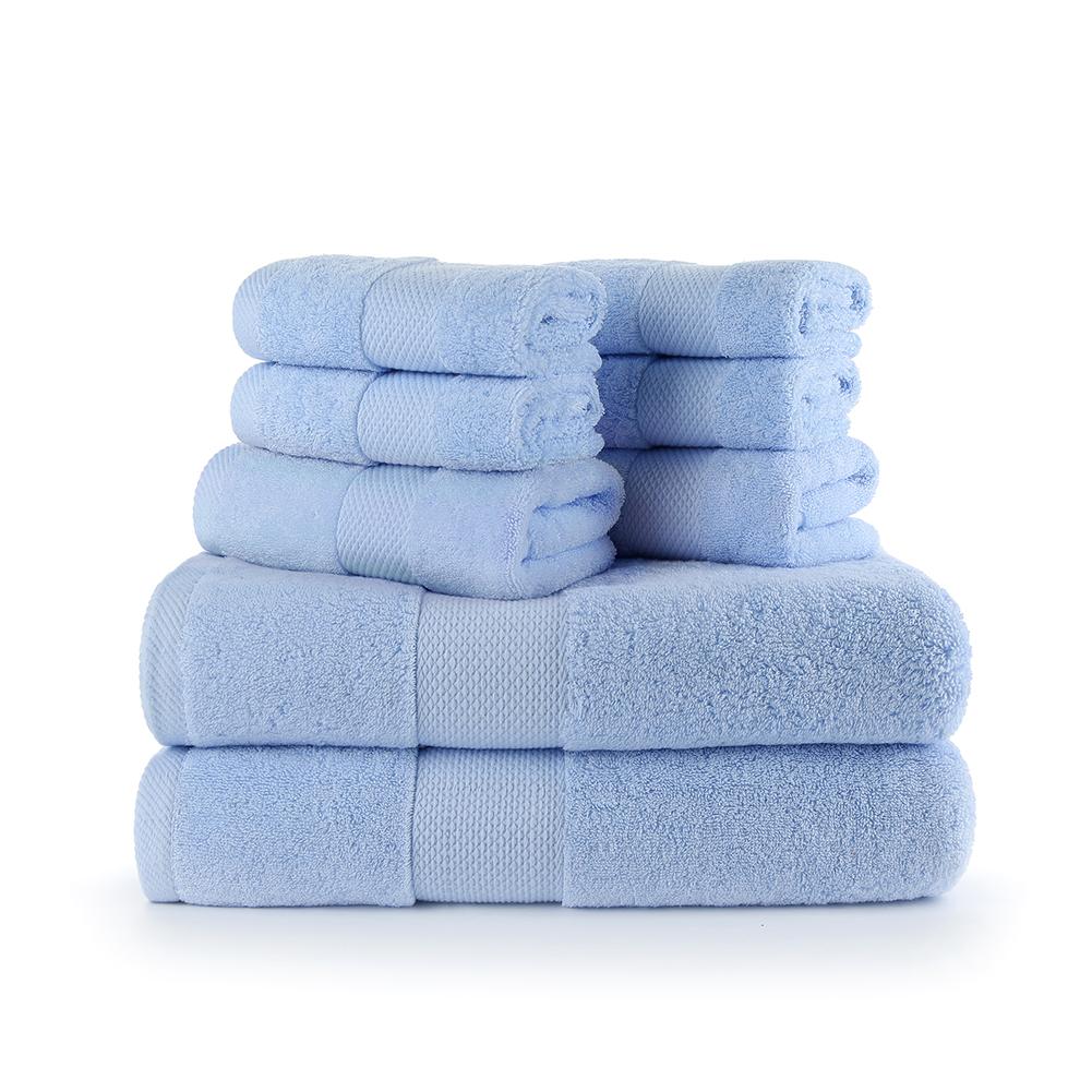 Katoen Zeer Absorberend 8 Stuk Badhanddoek Set Met 2 Badhanddoeken En 2 Handdoeken En 4 Basten voor Badkamer Douche: Blue