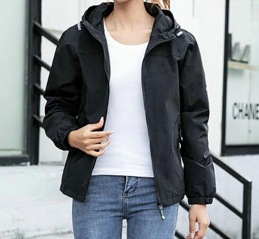 S-4XL Autumn women's student sports casual windbreaker thin section loose short running zipper coat tide Jacket: Black / 3XL