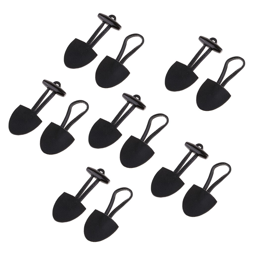 6 Pairs Classical Black Leather Horn Toggle Buttons Closures Coat Jacket Duffle Sweater Sewing Fasteners For Overcoat