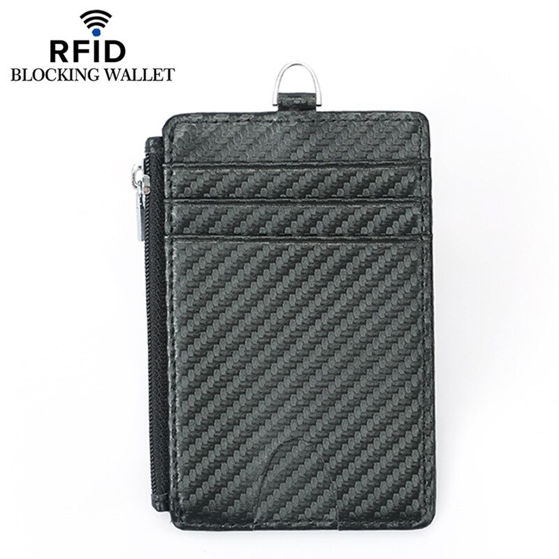 Genodern Rfid Carbon Fiber Patroon Kaarthouder Met Zip Portemonnee Mannen Multifunctionele Rits Portemonnee card Cover