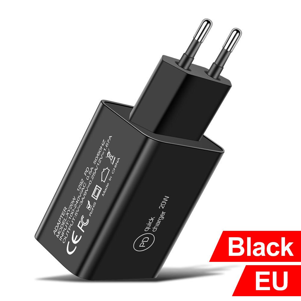 Schnellladegerät 20w pd typ-c netzteil eu/us/uk stecker für iphone 12, 11 pro max, xs, huawei  p40, ipad pro, samsung ladegerät: 1