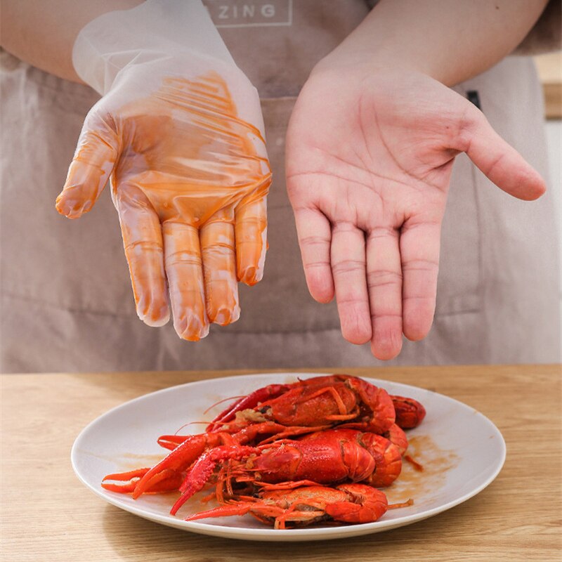100 pcs Food Grade Household gloves disposable pvc transparent gloves kitchen work plastic transparent durable gloves