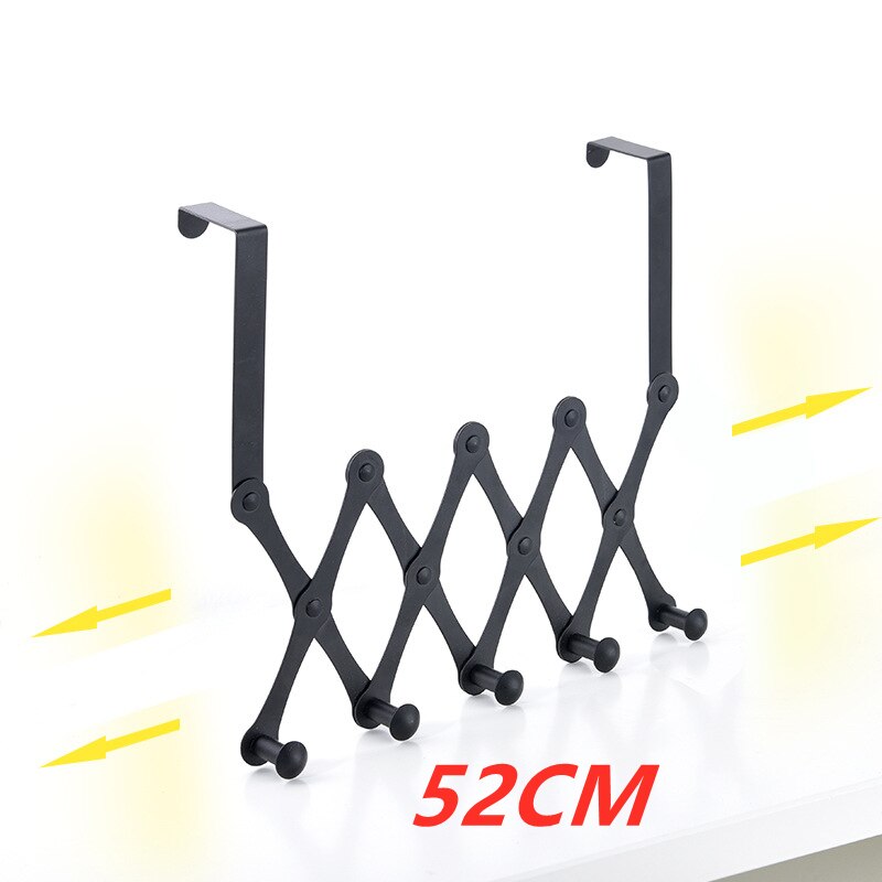 Gancho plegable de acero inoxidable para colgar en la puerta, colgador para sombreros, bolsas, corbata, bufanda, llave, 1 ud.: black           52CM