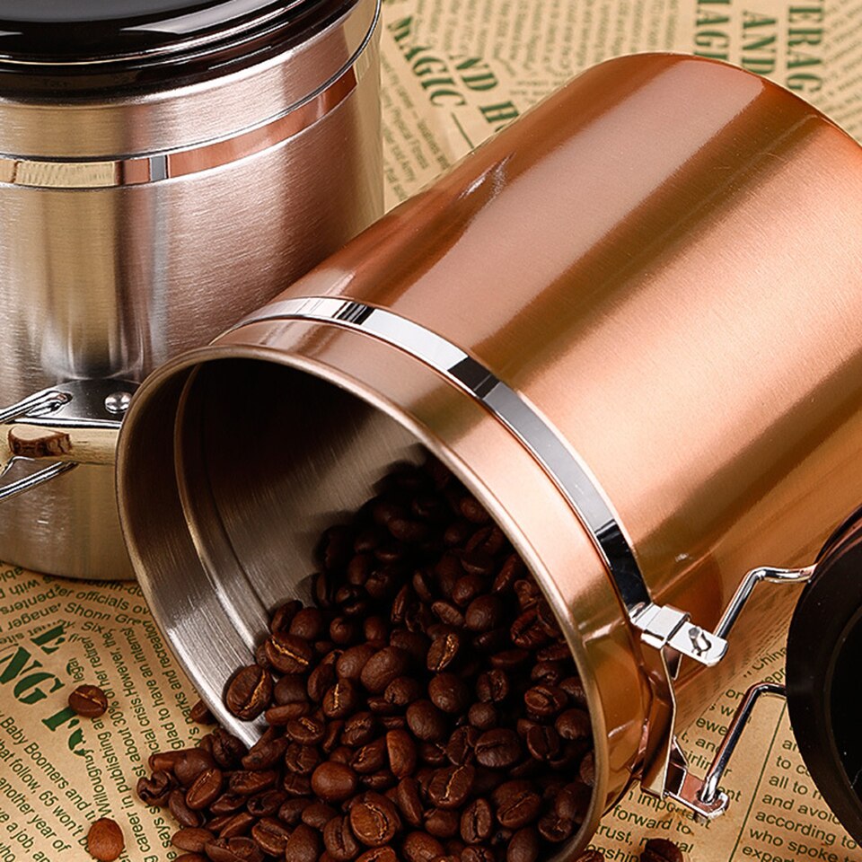Stainless Steel Sealed Pot Tea Coffee Sugar Kitchen Storage Canister Jar Pot Set Home Storage Cafe Bean Seasoning can rganizaer