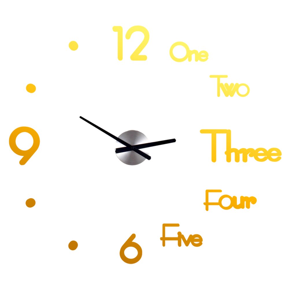 Concept Silent Acrylic Large Decorative DIY Numbers Wall Clock Modern Living Room Home Wall Watch Wall Stickers: Gold / 100x110cm