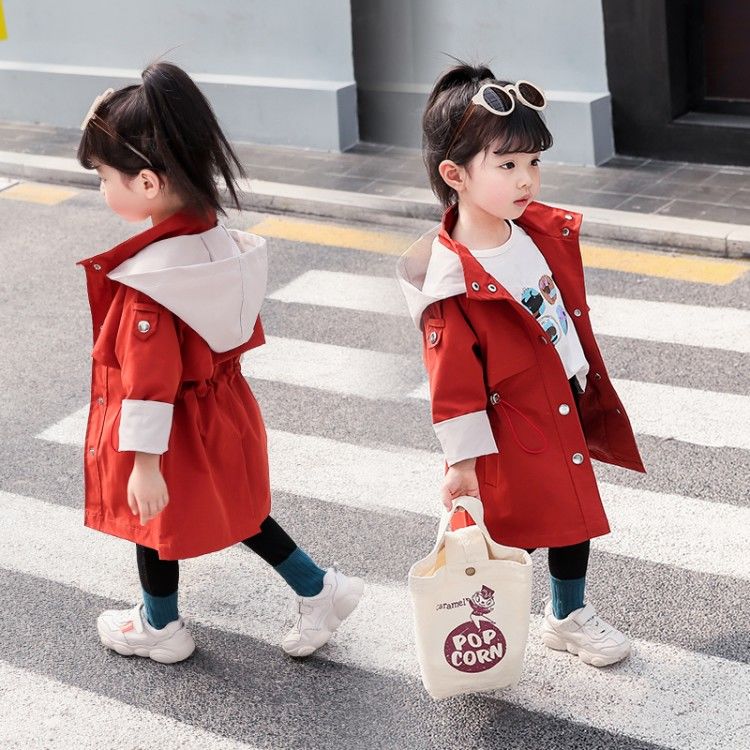 Herfst Winter Mode Baby Meisjes Trenchcoat Jas Kids Bovenkleding Hooded Windbreaker Kinderen Kleding Voor Meisjes W528
