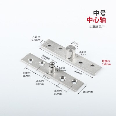 Cerniera per porta rotante in acciaio inossidabile 2 pezzi, asse di rotazione a 360 gradi, albero di posizionamento su e giù, perno nascosto, forniture: heye01hj-zhong-zhong