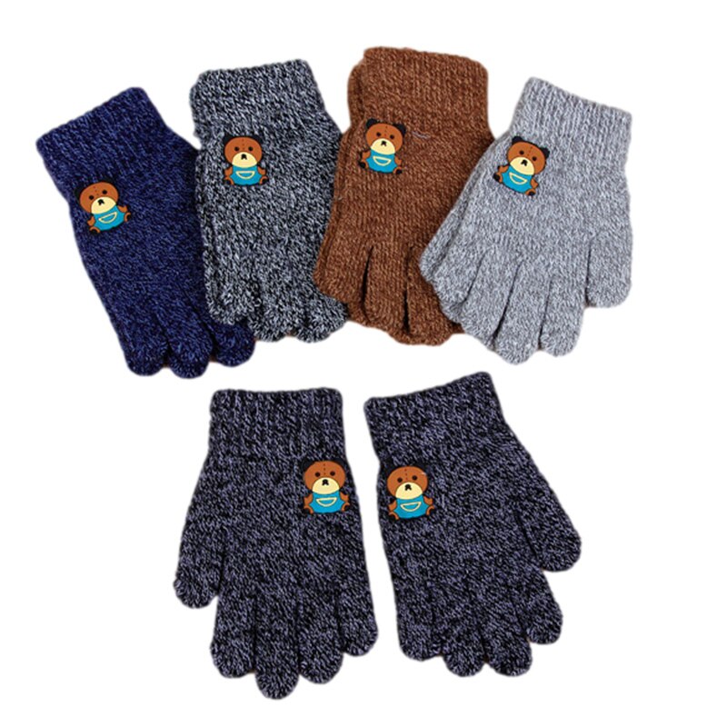 Children's Warm Gloves Kids Boys Thicken Keep Warm Finger Mittens Soft Multicolor Mosaic Color Children's Accessories
