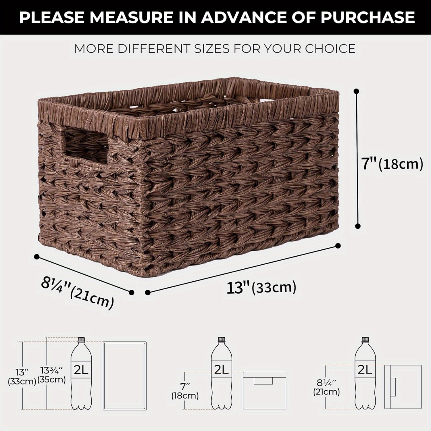 Rectangle Wicker Storage Baskets for Shelves Organizing,Waterproof Woven Storage for Toilet Shelf Baskets,Laundry Room,Brown