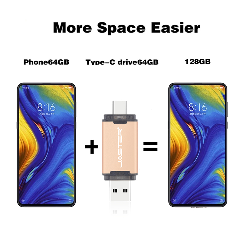 Topkwaliteit USB-flashdrives 128 GB 64 GB Pen Drive Real Capaciteit Pendrive 8 GB Type-c 2 IN 1 Memoria USB Stick 8G USB voor telefoon/PC