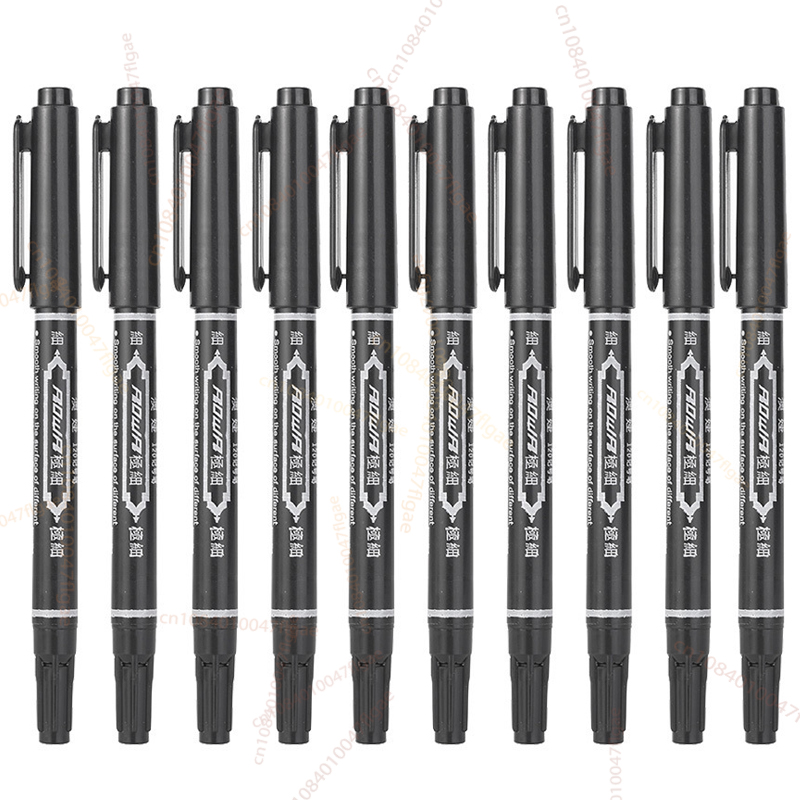 5/10PCs Permanent Marker Black/Blue/Red Oil Marker Pen Twin Tip Fine Nid Marker Ink Stationery Items School & Office Supplies: Burgundy