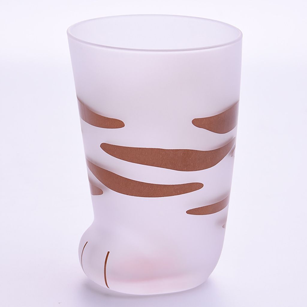 1Pc 300 ML Funny Cute Cat Paw Glass Cup Personality Frosted Cat Claw Shape Coffee Cup For Home,Office,Bar: brown