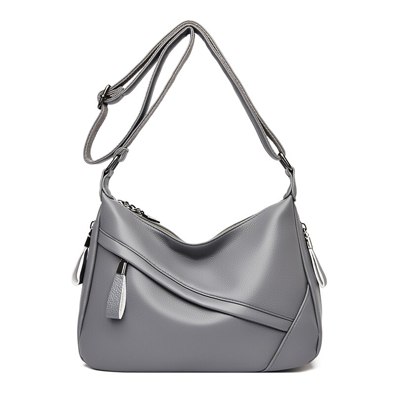 Oude Tang Effen Kleur Pu Lederen Schoudertassen Voor Vrouwen Luxe Messenger Bag Sac epaule: Gray