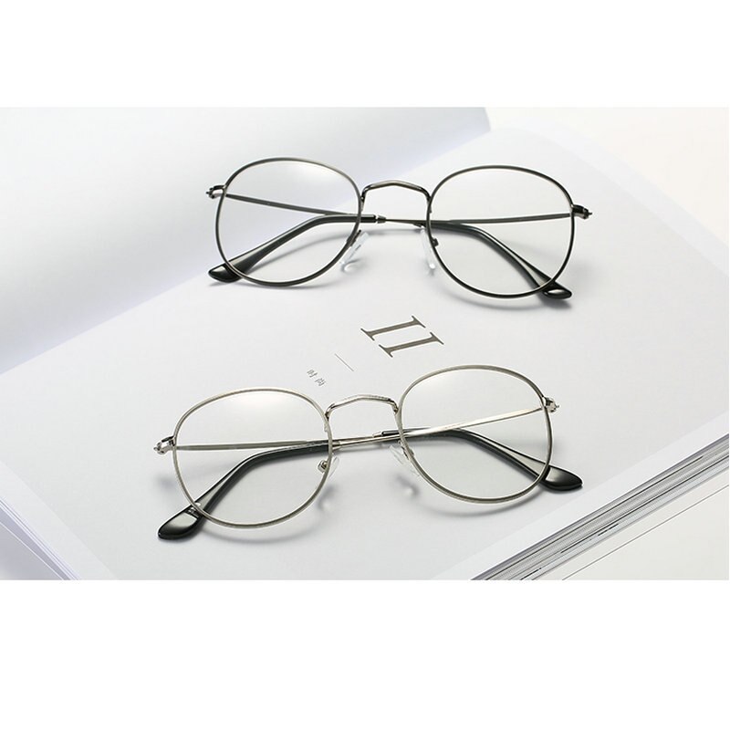 MINCL/Korean Tide Retro Glasses Frame Metal Round Box Golden Plain Retro Myopia Female Literary Tide eye Glasses LXL