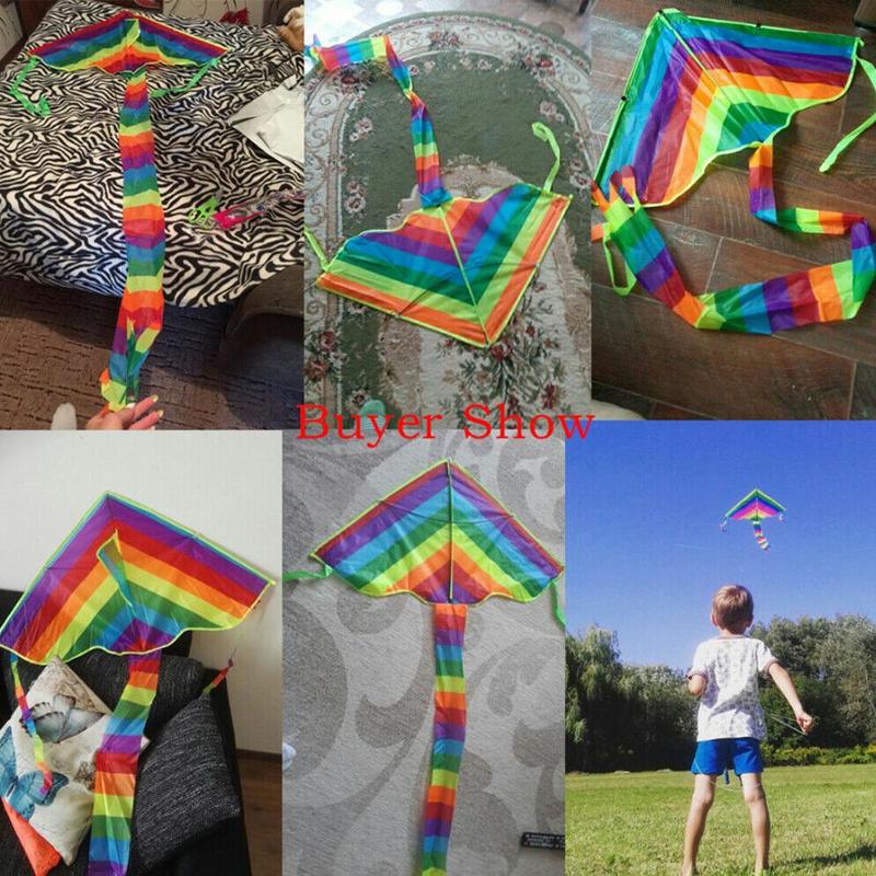 Cometa colorida de cola larga de nailon para niños, al aire libre juguete de vuelo de cometas, cometa para niños, Surf con hilo para cometas de 30m