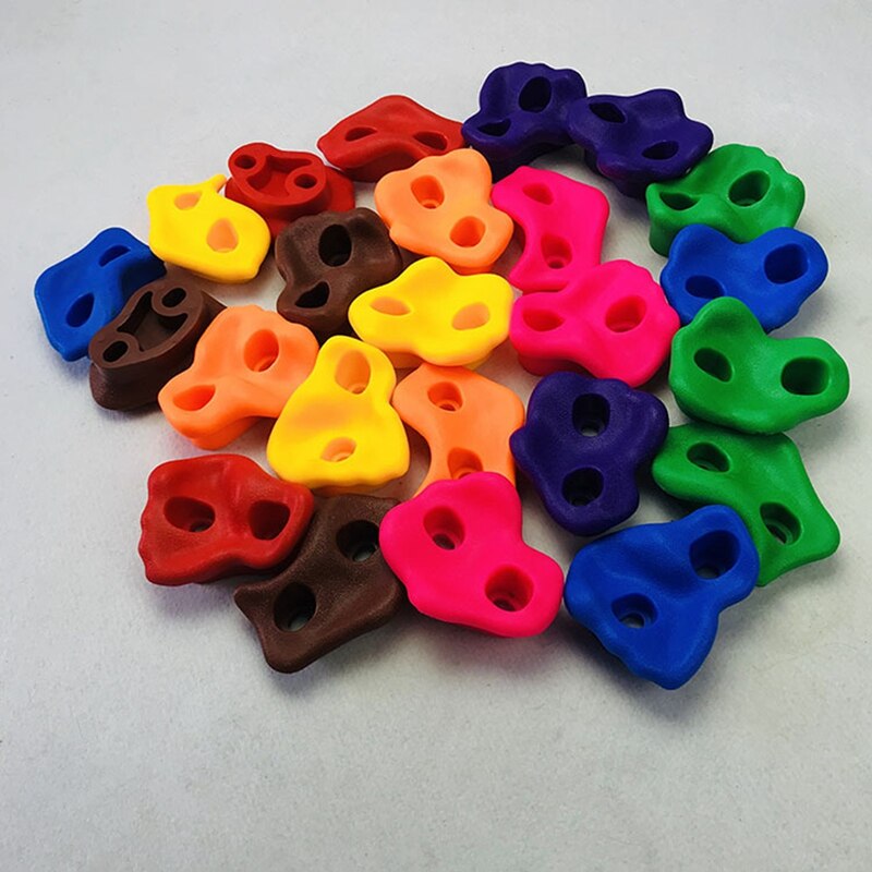 10Pcs Mixed Color Plastic Children Kids Rock Climbing Wood Wall Stones Hand Feet Holds Grip Kits for Outdoor and Indoor