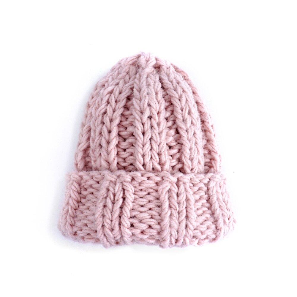 Vrouwen Gebreide Thicken Warm Cap Winter Hoeden Voor Vrouwen Mutsen Roze Grijze Hoed Vrouwelijke Outdoor Snoep Kleur Zachte Gorros cap: Roze