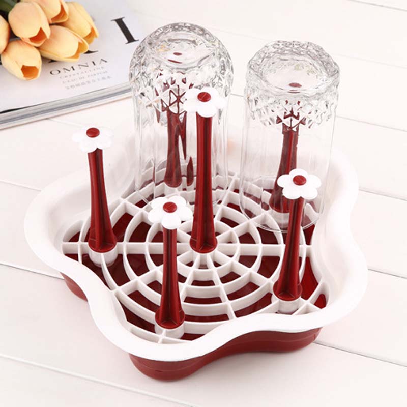 Baby Bottle Drying Rack Countertop Drying Escorredor De Mamadeira Drying Rack For Babies Bottle Drainer Dryer Cleaning Dryer: Red Flower