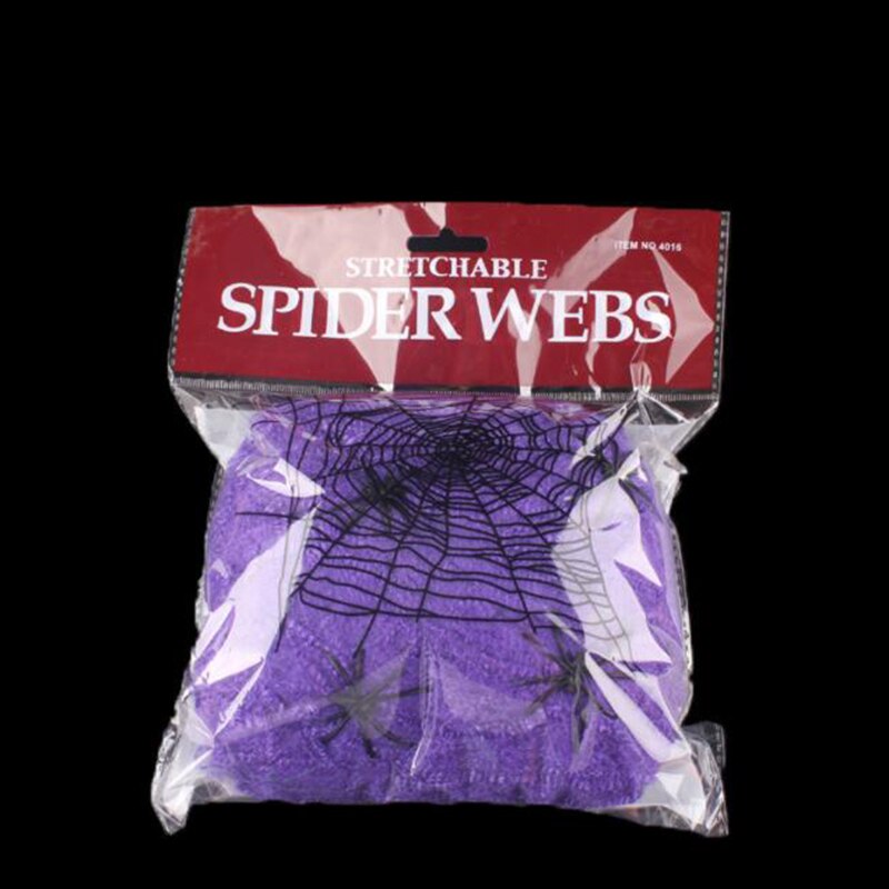 5 Farger Hjemsøkt Hus Spindelvev Dekorasjon Festrekvisitter Skrekkrekvisitt Halloween edderkopp web DIY Simulert Kjemisk Fiber: Lilla